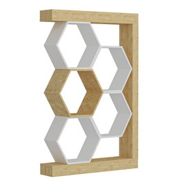 Hanah Home Estantería Roble y Blanco Moderna Novedosa 90x24.6x140 cm